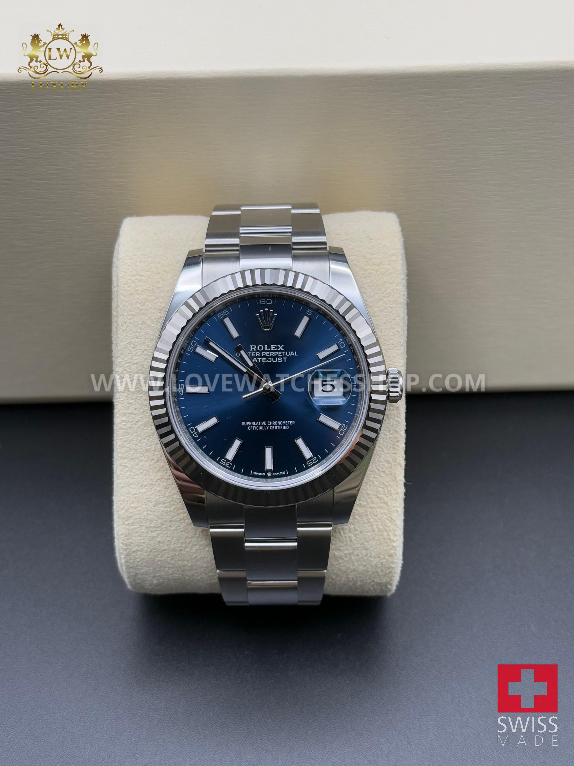 Rolex Datejust 41 Fluted Bezel Blue Dial Oyster Bracelet 