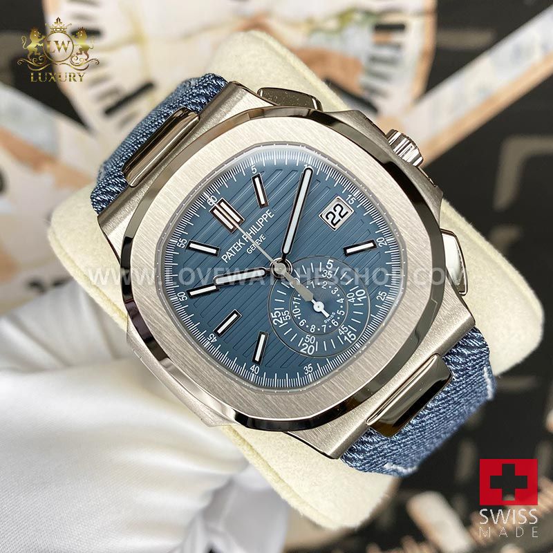 5980g Patek Philippe Nautilus Denim Chronograph 40mm 5980G Blue Dial